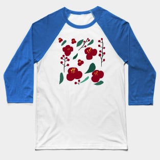 camellia pattern Baseball T-Shirt